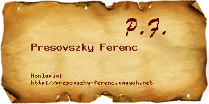 Presovszky Ferenc névjegykártya