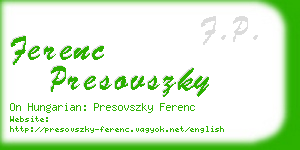 ferenc presovszky business card